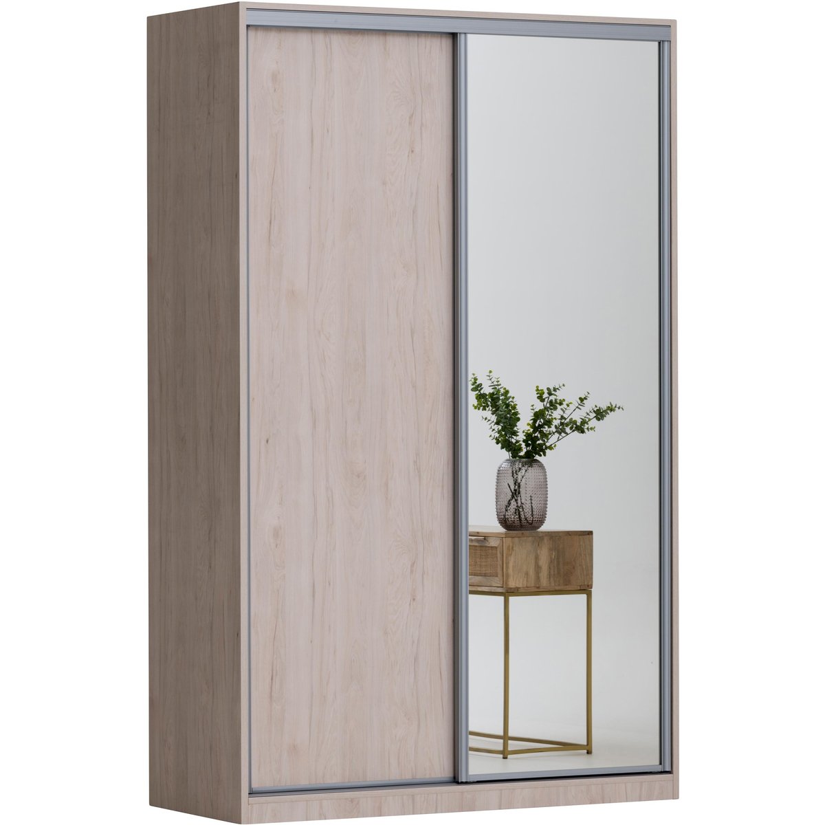 Doorit liukuovikomero + 1 x 74 cm levyovi 1 x 74 cm peiliovi 236x150x45, tammi