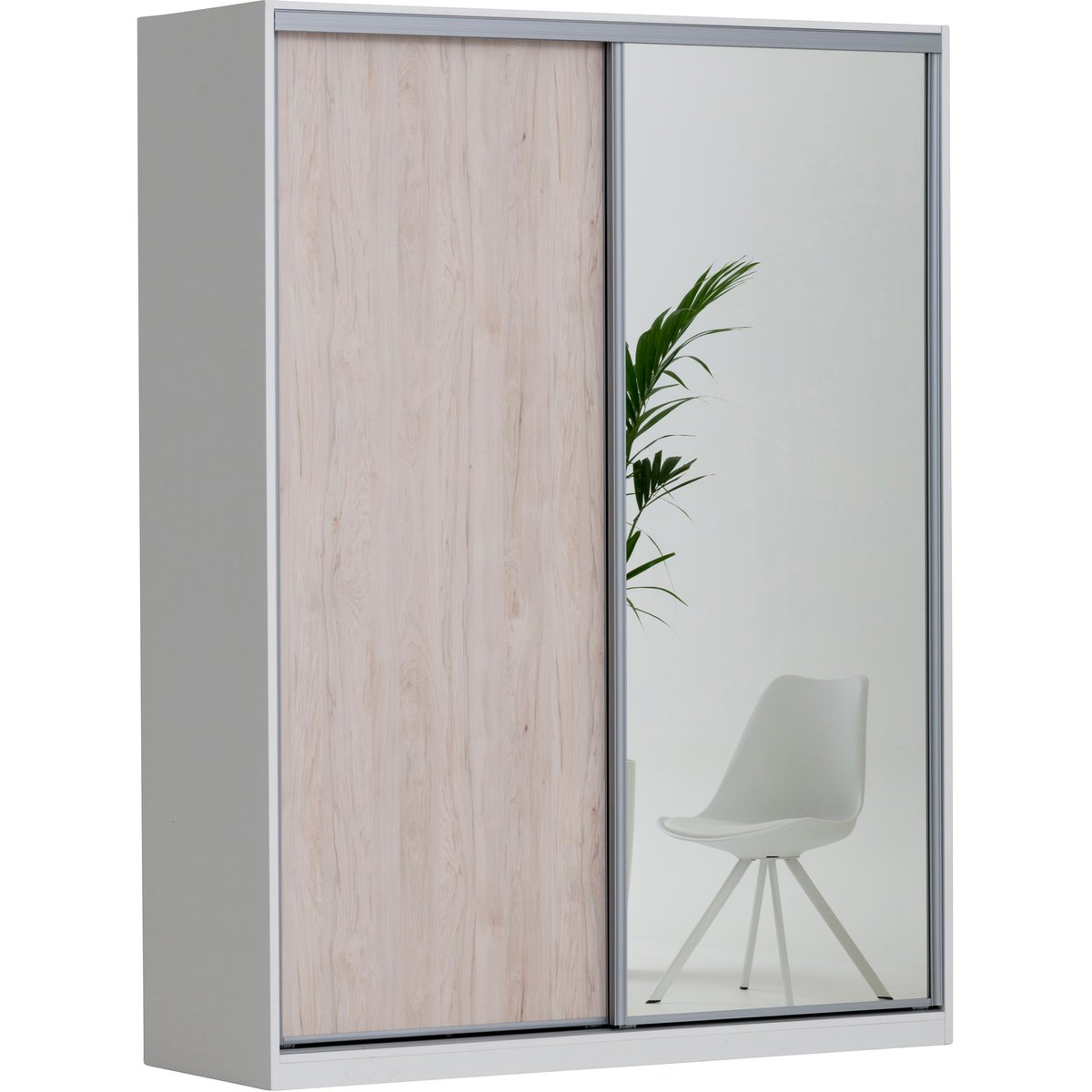 Doorit liukuovikomero + 1 x 88 cm levyovi 1 x 88 cm peiliovi 236x180x62, valkoinen