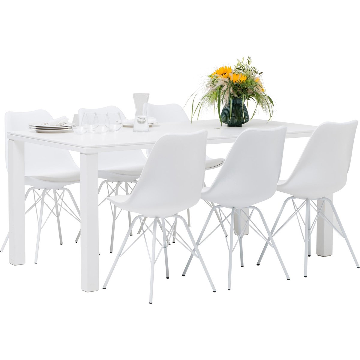 Nova & Concept White ruokailuryhmä 90x170 kuudelle valkoinen
