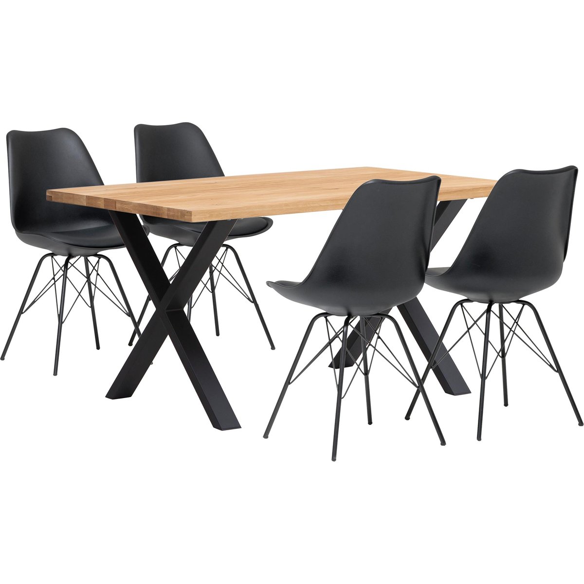 Isla & Concept Black ruokailuryhmä 95x140 neljälle öljytty tammi