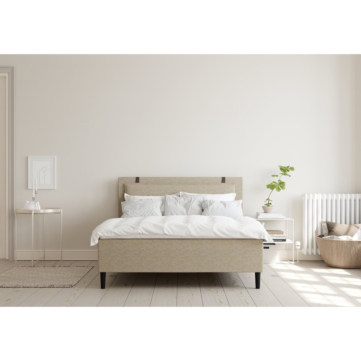 Wonderland VIP runkopatja 160x200 med/x-firm, beige, mustat jalat + Premium Hyperflex petauspatja