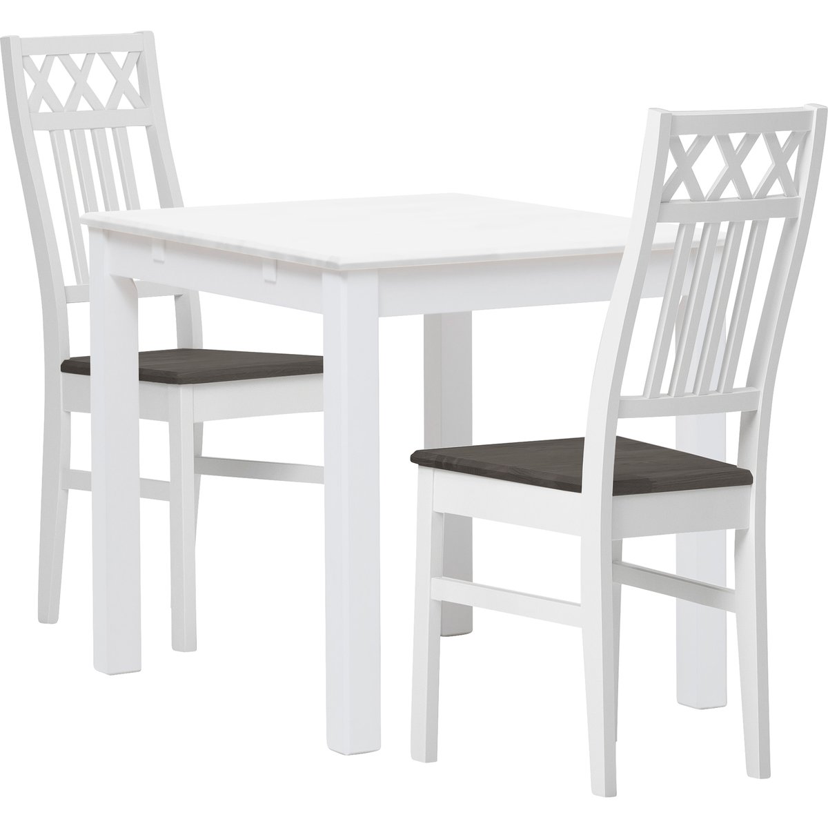 Hovi ruokailuryhmä 70x85 kahdelle, valkoinen/harmaa puu-istuin