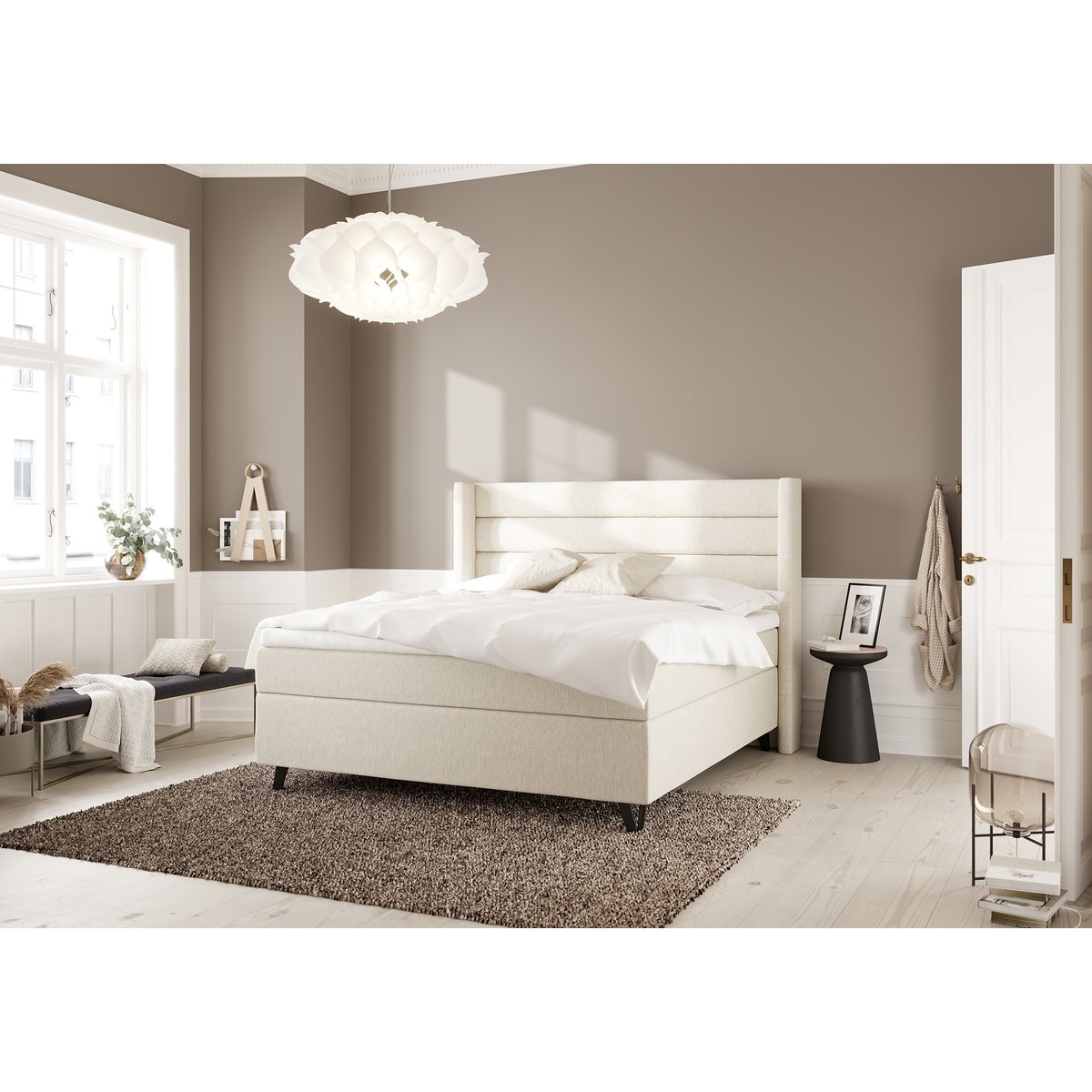 Wonderland Vip jenkkisänky 180x200 (medium) beige + Premium Latex petauspatja + pääty