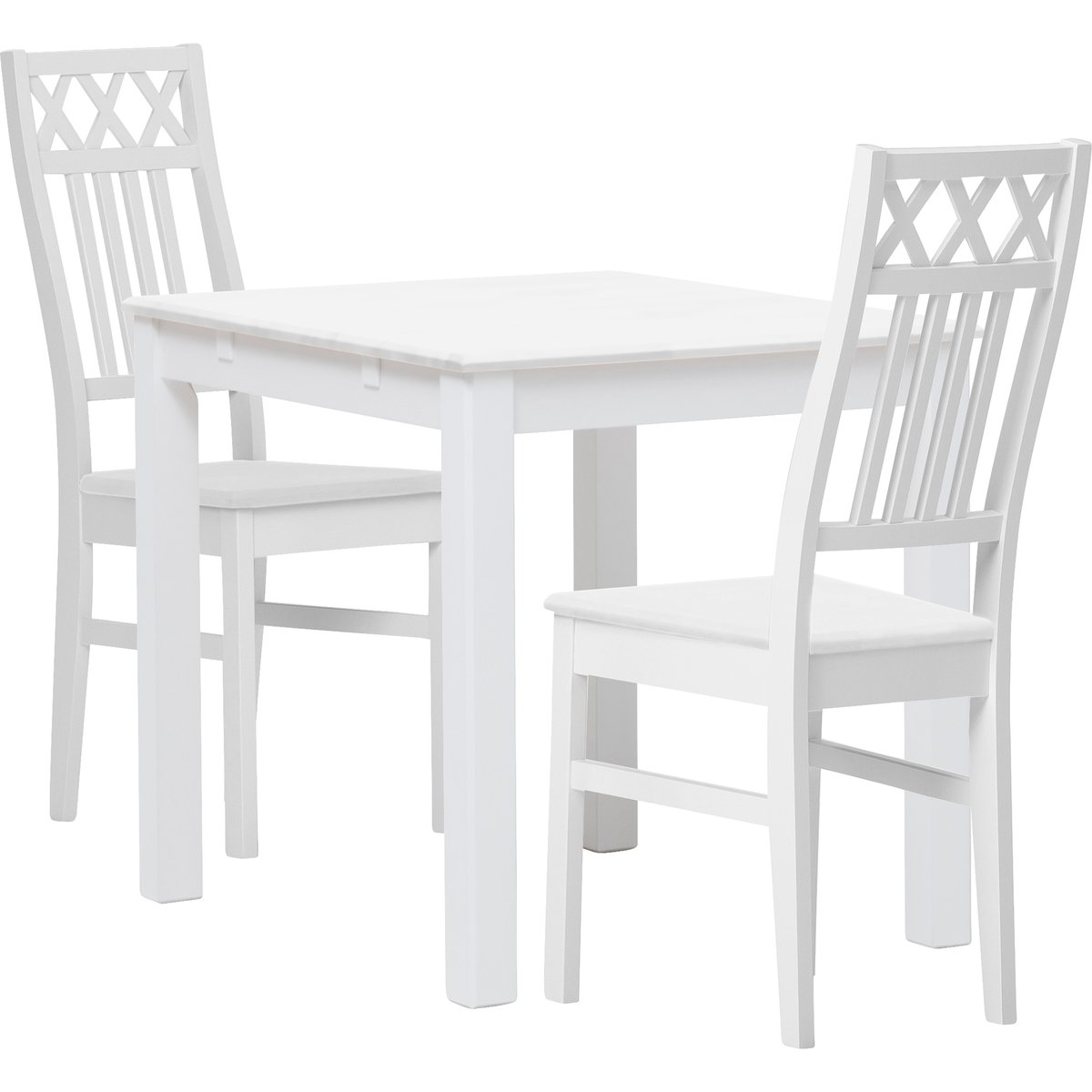 Hovi ruokailuryhmä 70x85 kahdelle, valkoinen/valkoinen puu-istuin