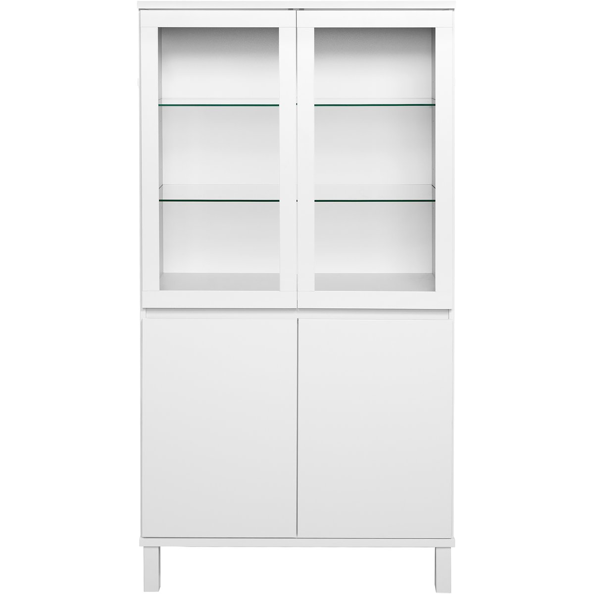 Sata-sarja korkea vitriini nro 101. 92cm ovilla valkoinen, kantikas jalka