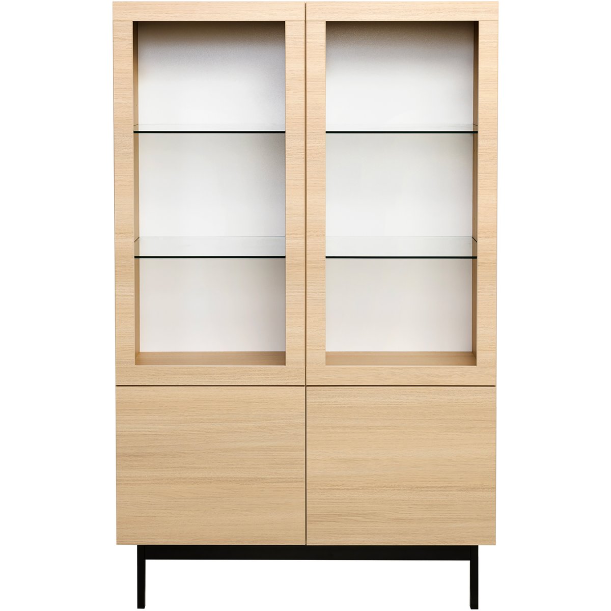 Lakeus vitriini nro 7. 99 cm vaalea tammi, metallinen jalkasokkeli