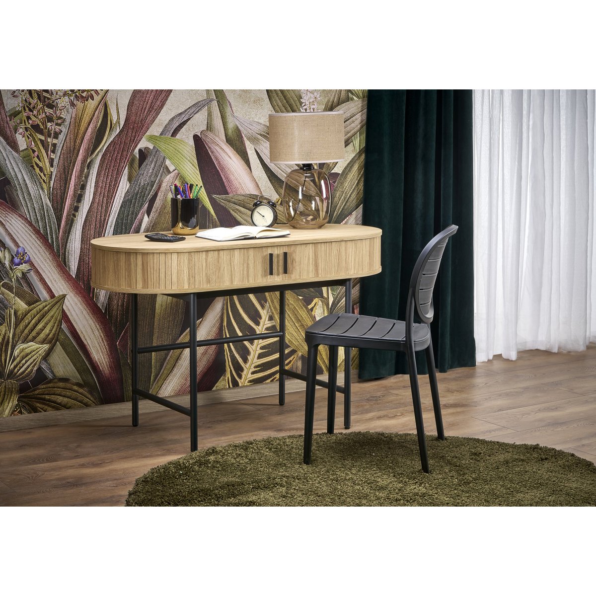 Rico työpöytä, luonnonväri puu / musta