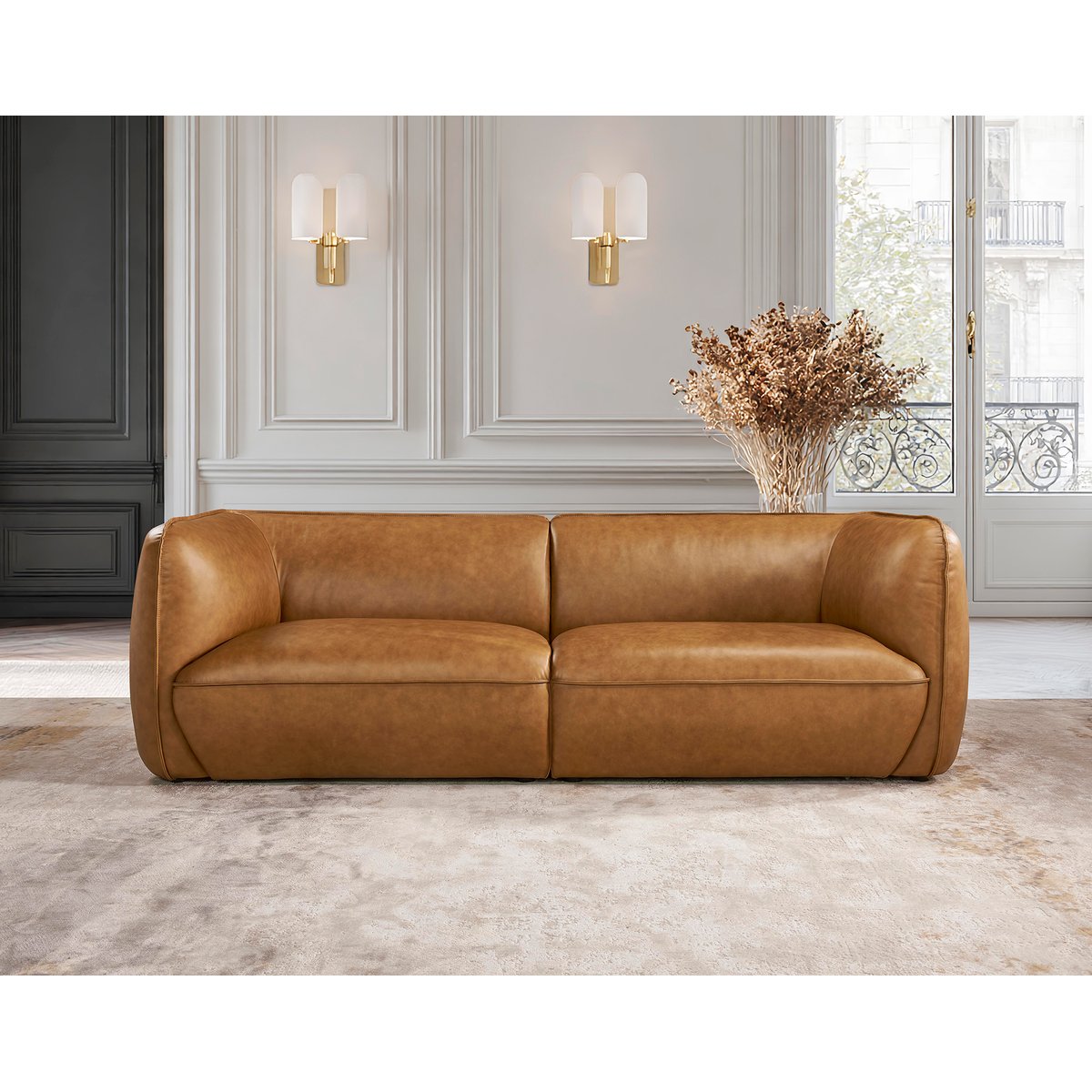 Novelli 4-istuttava sohva nahka wax brown