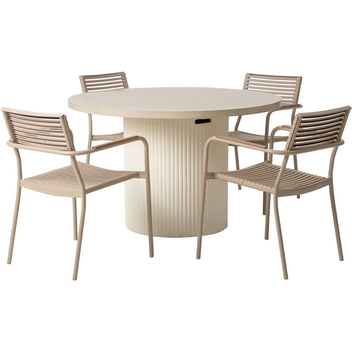 Nyborg & Calle ruokailuryhmä pyöreä 122cm neljälle Khaki tuolit