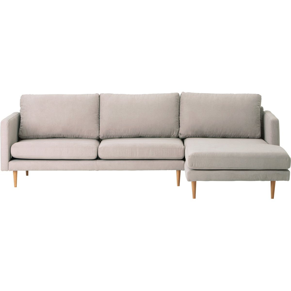 Copenhagen Scandic 3-istuttava divaanisohva (oikea), Soro 21 beige / tammijalat
