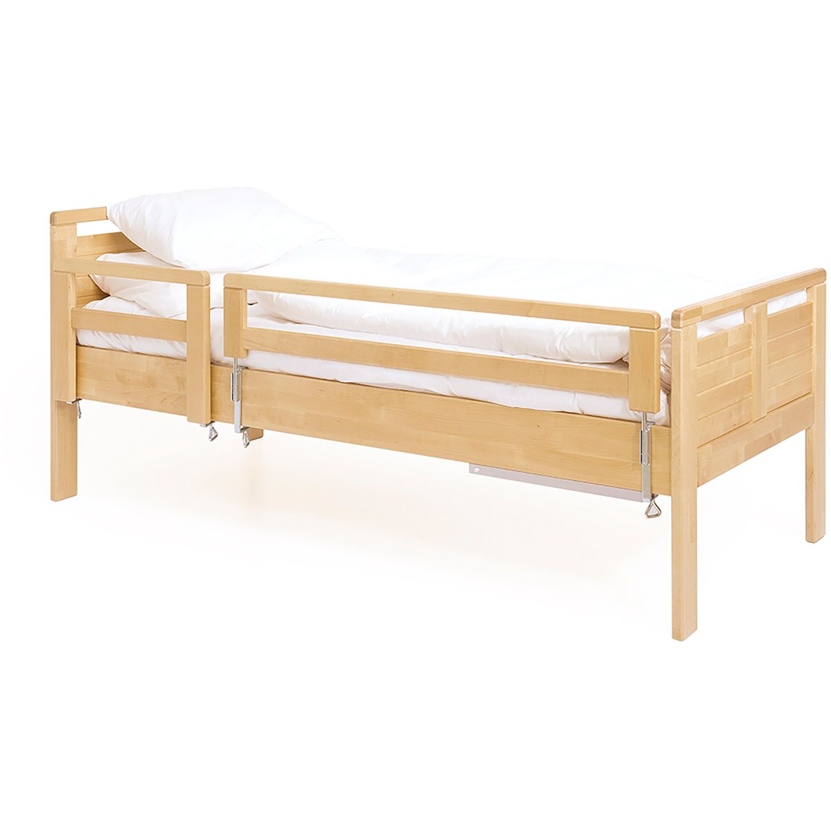 Seniori sänky 90x200 nousutuella & turvalaidalla, pyökki (reunan korkeus 49cm)