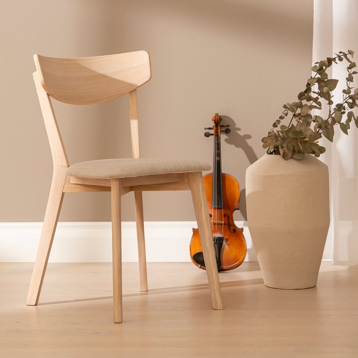 Ekholmen ruokapöydän tuoli nordic tammi / beige kangasistuin