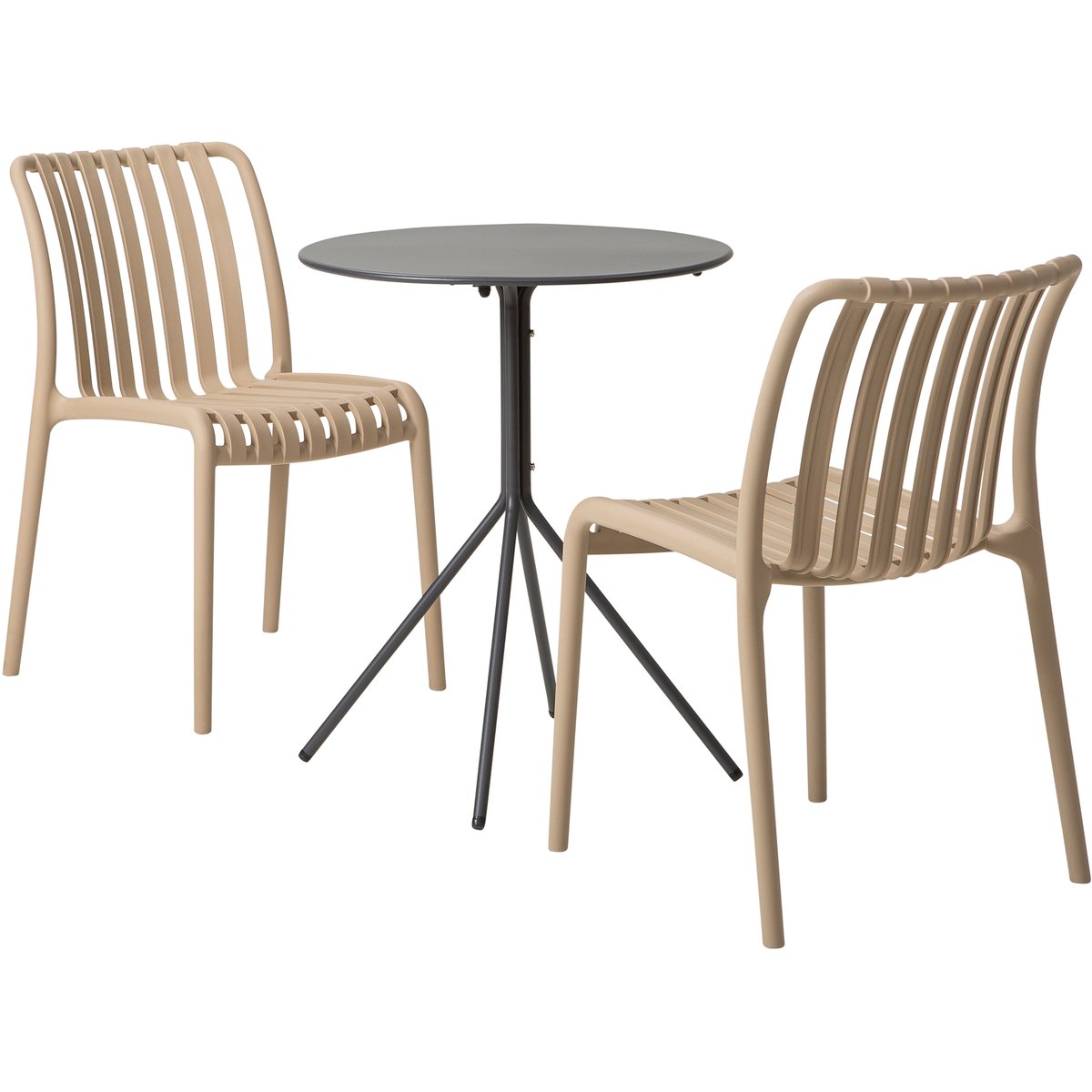 Trento & Avellino ruokailuryhmä pyöreä 60cm kahdelle musta/khaki