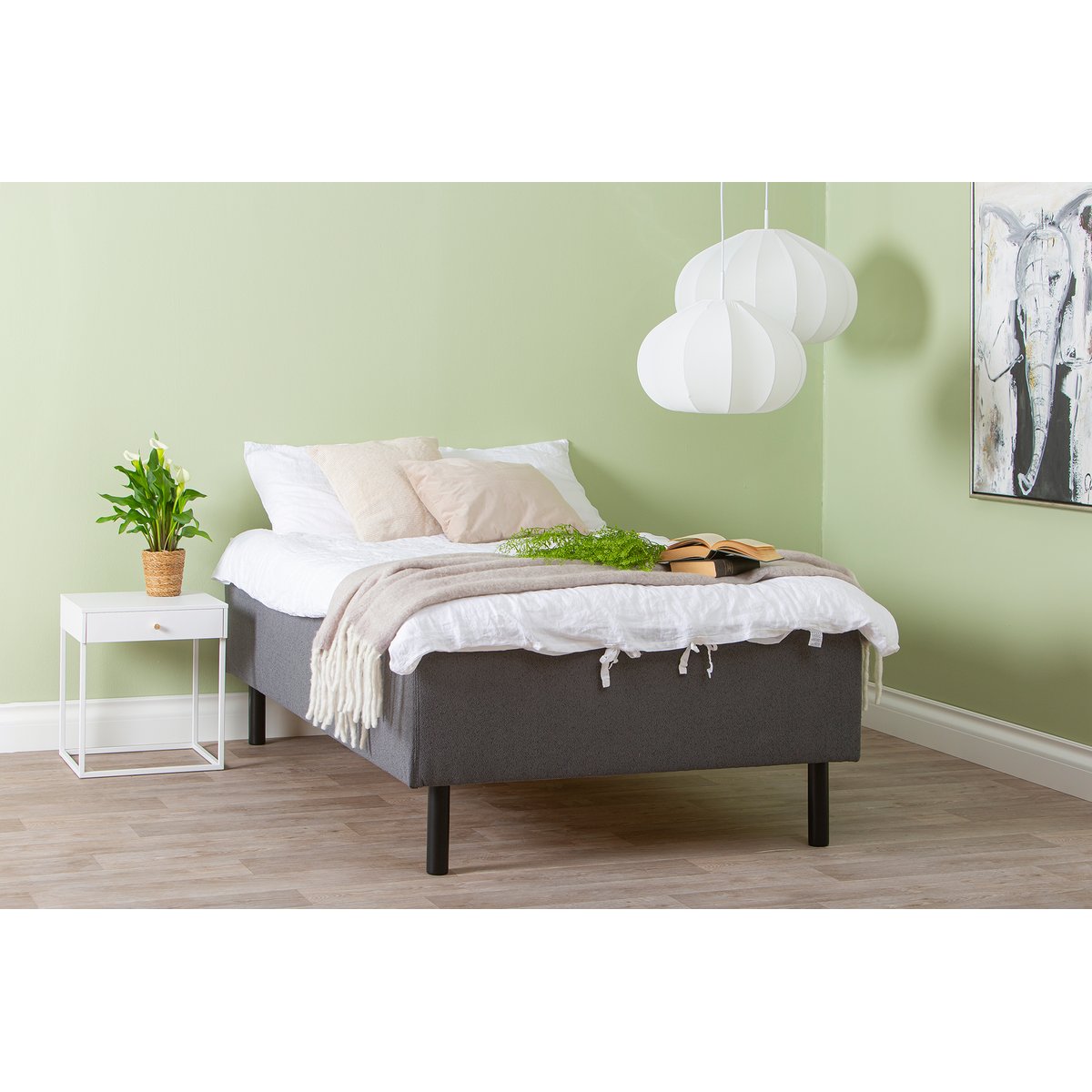Unelle 300 runkopatja pocket 5-vyöh. hard 120x200cm, Fano 93 tummanharmaa, sis. jalat 60032mu