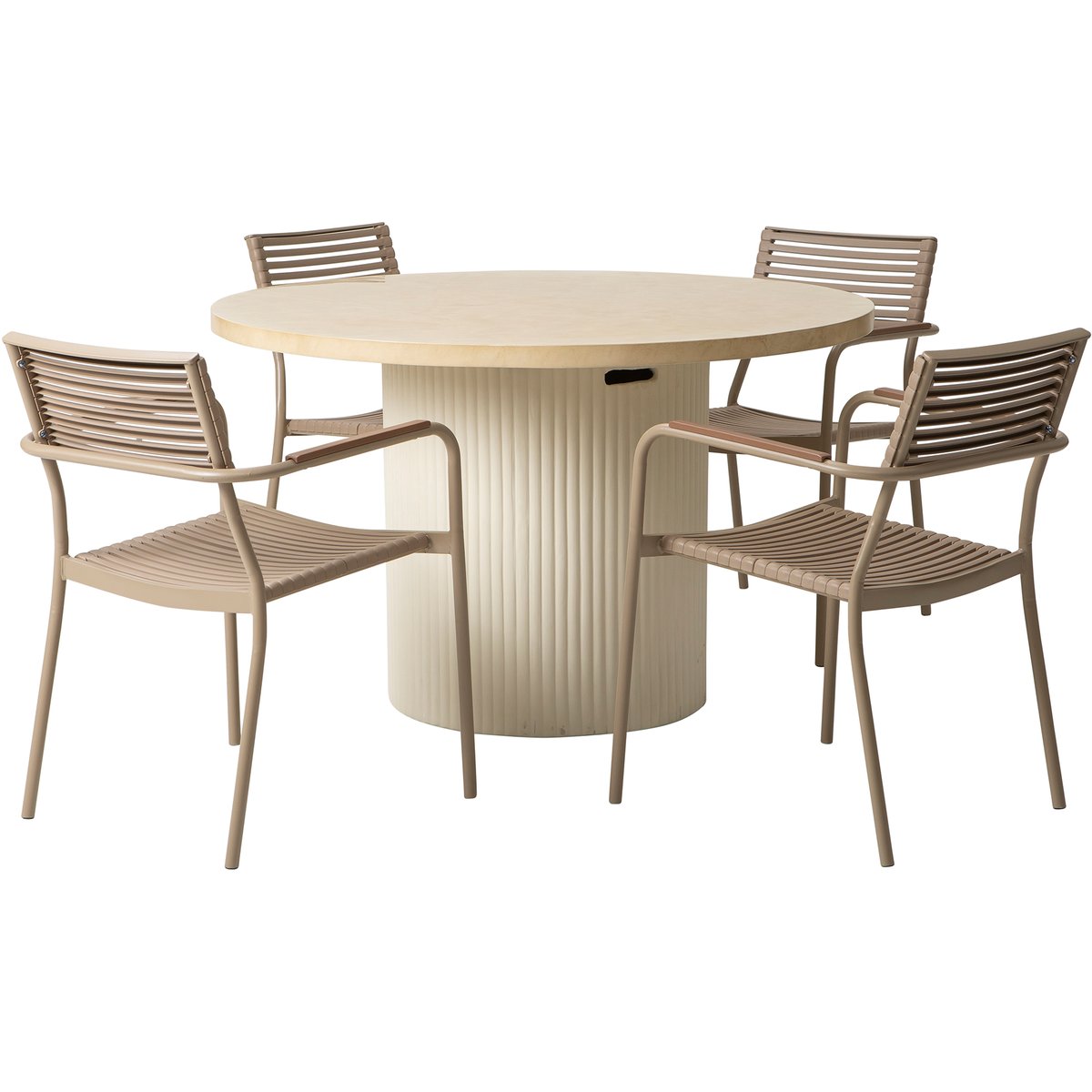 Nyborg & Calle ruokailuryhmä pyöreä 122cm neljälle Khaki tuolit