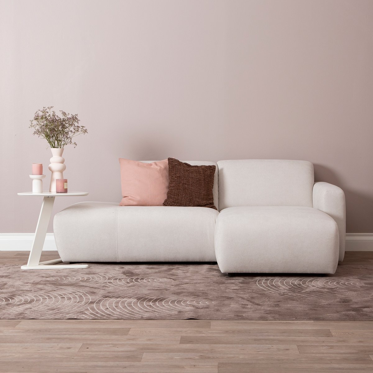 Basel 2-ist. divaanisohva avopäädyllä, oikea, Cloud 02 beige